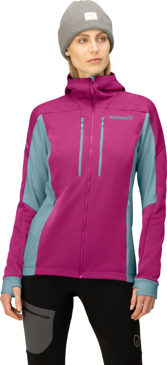 Norrøna Women's Trollveggen Powerstretch Pro Zip Hood Rhubarb